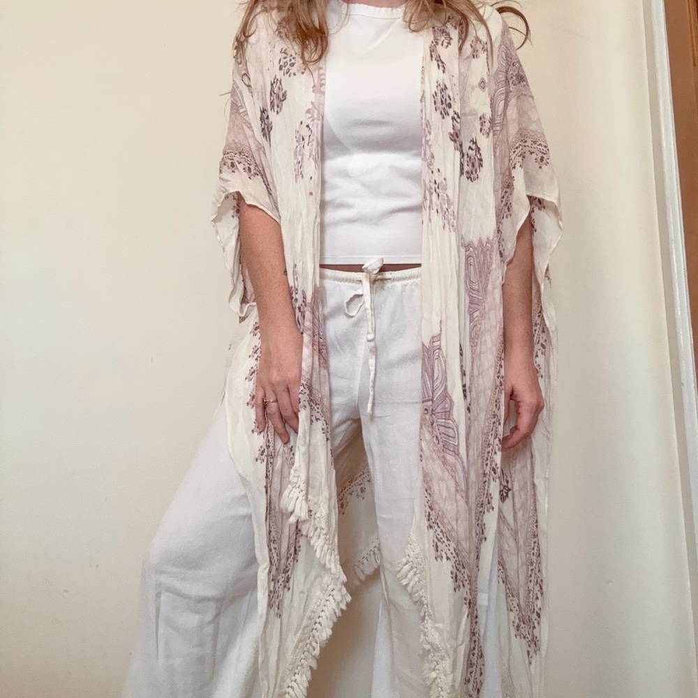Altar'd State Cream and Purple Kimono